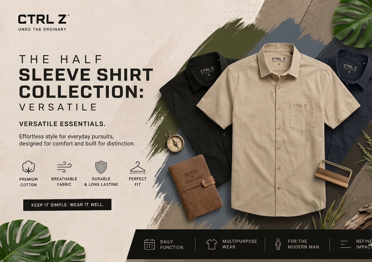 CTRL Z MEN'S BASICS OVERSIZED HALF SLEEVE SHIRT