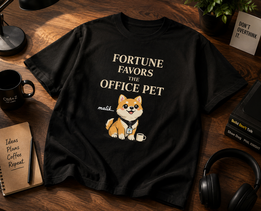 Fortune Favors The Office Pet Unisex Classic Crew 100% cotton T-Shirt