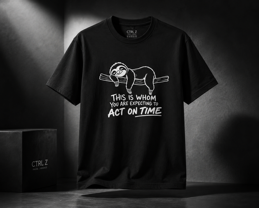 Funny Lazy Sloth Acting unisex classic crew 100 % cotton t shirt