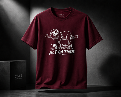 Funny Lazy Sloth Acting unisex classic crew 100 % cotton t shirt