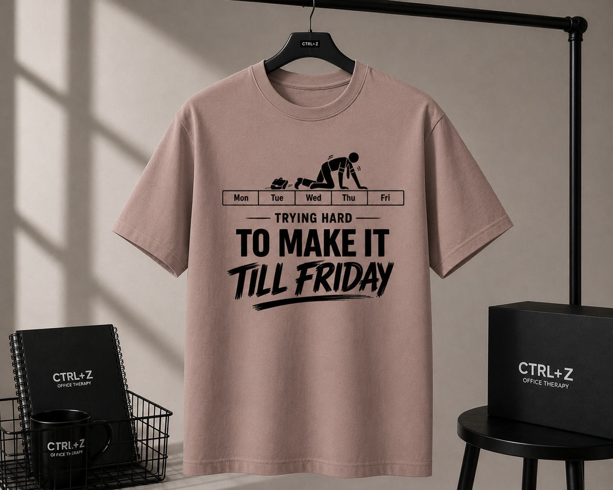 Trying hard to make it till Friday Unisex Classic Crew 100% cotton T-Shirt