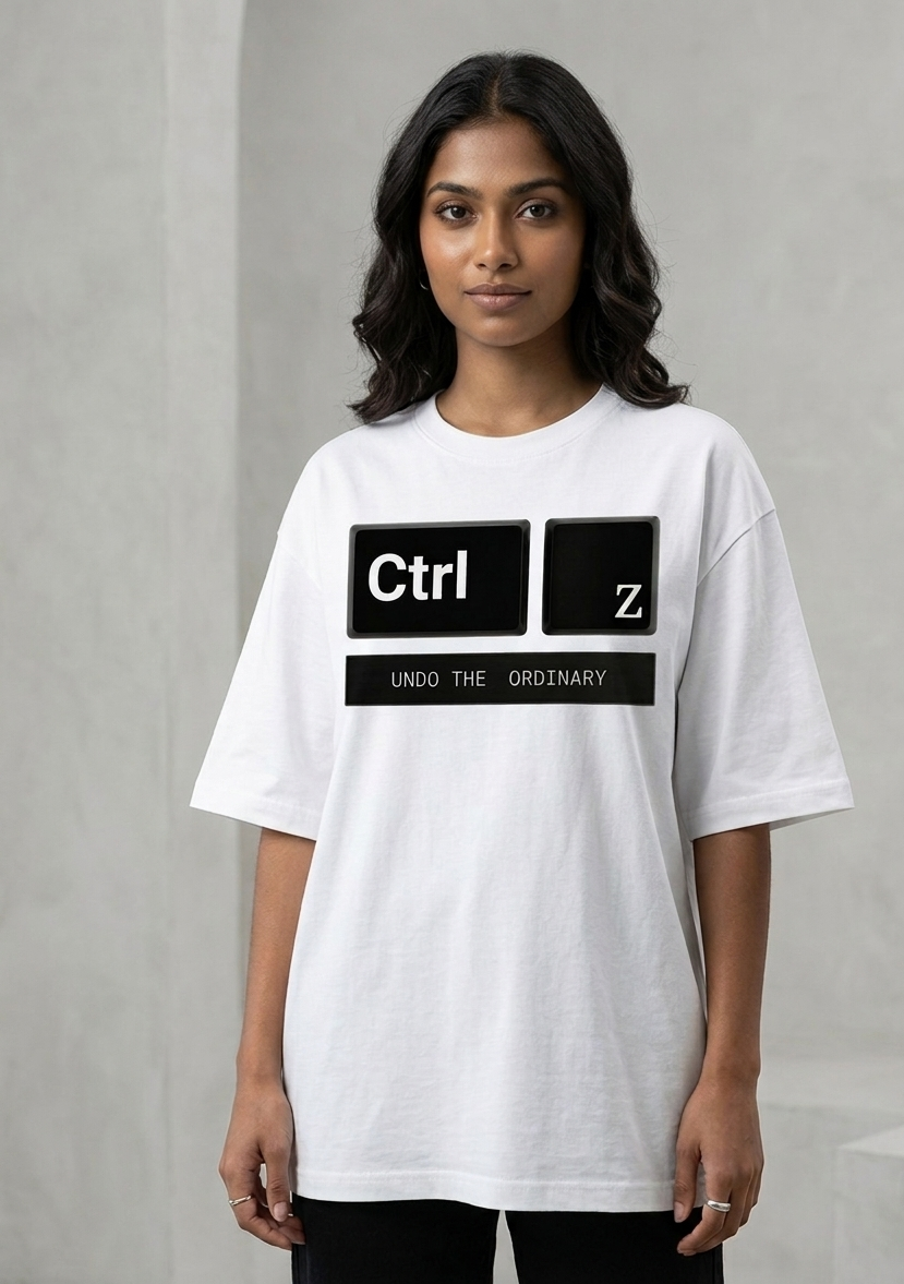 The Ctrl Z Core Oversized T-Shirt – White | CTRL+Z Streetwear India