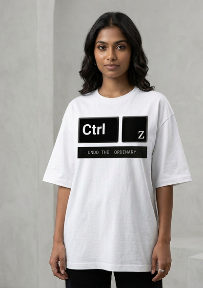 The Ctrl Z Core Oversized T-Shirt – White | CTRL+Z Streetwear India