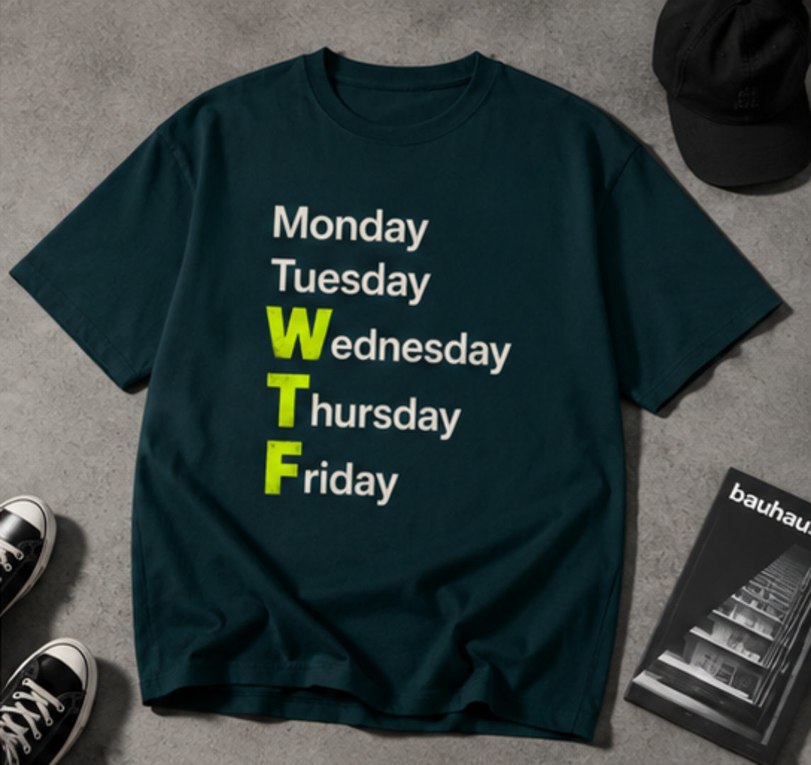 FUNNY WEEKDAYS OFFICE & CORPORATE CLASSIC CREW 100 % COTTON T SHIRT